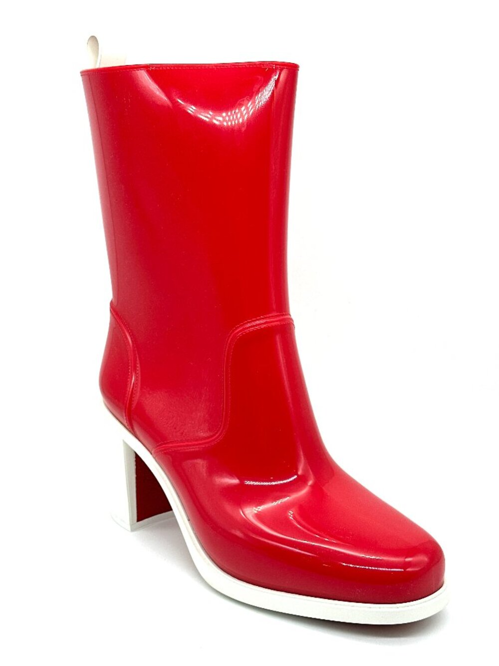 Christian Louboutin LOUBIRAIN 70 PVC Rubber Rain Rainboots Block Heel Boots - Picture 8 of 14